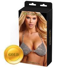 Ann Devine Бюстгальтер из золотистых кристаллов All Rhinestone Bra (S-M-L   золотой)