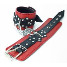 Красно-чёрные оковы из кожи (52529)