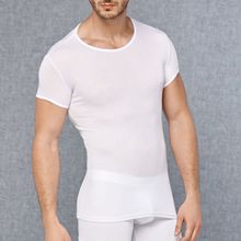 Doreanse Мужская обтягивающая футболка в мелкий рубчик (M   белый)