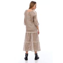 Фэшн комплект изо льна - блуза + юбка - Изидора | песочный