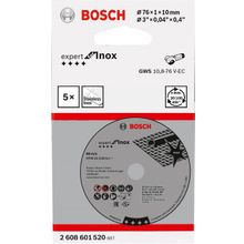 Диск абр Бош 76*10*1,0 нержавейка 2.608.601.520 Отрезной круг Expert for Inox (76х10 мм) 5 шт. для GWS 10.8