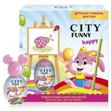 Подарочный набор для детей City Funny Happy душистая вода, 30 мл +  детская гравюра