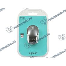 Оптическая мышь Logitech "M187" 910-002731, беспров., 2кн.+скр., черно-белый (USB) (ret) [141008]