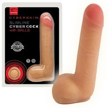 Topco Sales Реалистичный фаллоимитатор CyberSkin SlimLine CyberCock with Balls Light  - 18 см. (телесный)