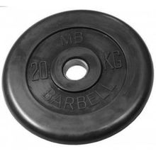 Диск обрезиненный черный MB Barbell d-26 20 кг