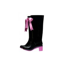 Резиновые сапожки на каблуке black&pink high