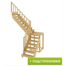 Лестница К-002М 4 Л 15 ступеней (h=3,12 м) с подступенками, сосна