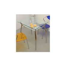 Прямоугольный обеденный стол B2092P хром. ножки, прозрачное стекло