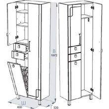 Шкаф-пенал Triton Диана 60 L, 2 двери, 2 ящика, с бельевой корзиной, белый