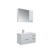 Aquanet Мебель для ванной Данте 85 левый с зеркалом камерино, шкафом и светильником (белый) - Зеркало Данте 60 камерино без светильника