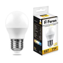 Feron Лампа светодиодная Feron E27 7W 2700K Шар Матовая LB-95 25481 ID - 235033