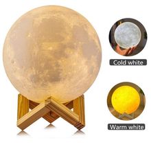 3D Светильник Лампа Луна - 3D moon lamp, 15 см с пультом, белый