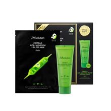 JMsolution Centella Aloe+Mushroom+Tea Tree Mask and Soothing Essence Набор для лица успокаивающий из 11 тканевых масок и эссенции, 30мл*11шт+100мл