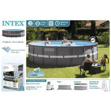 Бассейн каркасный 549х132см, Ultra Frame Pool, песочный фильтр насос 7900 л ч, лестница, тент, подстилка intex 26330