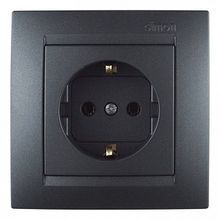 Розетка 15, с заземлением, графит |  код. 1591432-038 |  Simon