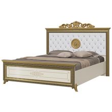 Мэри-Мебель Кровать 1600 с короной и с основанием Версаль цвет слоновая кость мягкое изголовье ID - 292314
