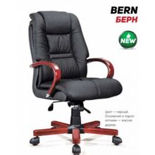 Кресло для руководителя BERN Берн дерево + хром черная экокожа