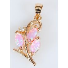 Кулон с розовый японским опалом "3 рис+циркон"