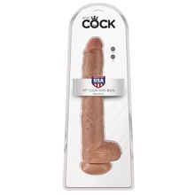 Кофейный фаллоимитатор-гигант 14  Cock with Balls - 37,5 см.