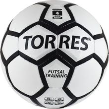 Мяч футзальный Torres Futsal Training р 4 тренировочный, синт.кожа руч.сшивка Бело-черно-серебристый