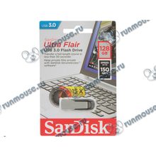 Накопитель USB flash 128ГБ SanDisk "Ultra Flair", серебр.-черный (USB3.0) [138367]