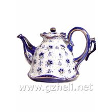 Чайник в золоте "Колокольчик" авторская роспись. Гжельский фарфор. арт. 3377