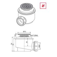 Сифон для душевого поддона AlcaPlast A46-50 с нержавеющей peшeткой