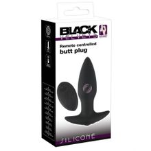 Черная анальная вибропробка с пультом ДУ Remote controlled Butt Plug - 13 см. (226572)