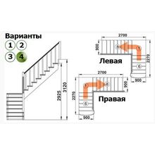 Лестница К-002М 4 Л 15 ступеней (h=3,12 м), сосна