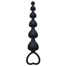 Чёрная анальная цепочка Heart s Beads Black - 18 см. Черный