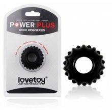 Lovetoy Чёрное эрекционное кольцо POWER PLUS Cockring (черный)