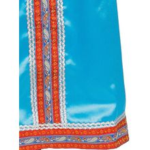 Русский народный костюм женский атласный комплект голубой "Василиса": сарафан и блузка, XS-L