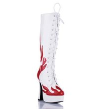 Electric Shoes Сапоги со шнуровкой с красными языками пламени (38   белый)