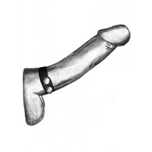 Черный узкий ремень-утяжка на пенис с кнопками (223869)