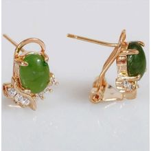 Серьги с нефритом "Чайка"