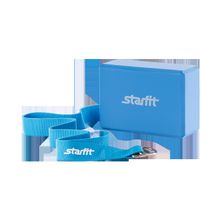 STARFIT Комплект из блока и ремня для йоги FA-104, синий