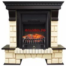 Каминокомплект Pierre Luxe шампань с очагами Majestic FX   Fobos FX
