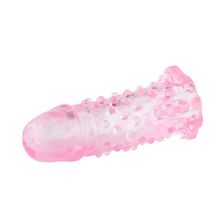 Baile Розовая насадка на пенис с пупырышками и усиками - 13 см. (розовый)