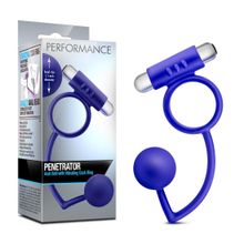 Blush Novelties Синее эрекционное кольцо Penetrator Anal Ball with Vibrating Cock Ring (синий)