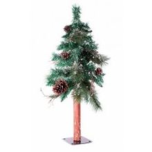 Crystal Trees Сосна Акита стройная заснеженная с шишками. 90 см. ПВХ леска. Древ.ствол. арт.