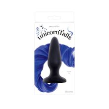 NS Novelties Чёрная анальная пробка с синим хвостом Unicorn Tails Blue