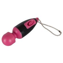 Мини-вибратор Key Ring Vibe в виде брелка - 6,5 см. (розовый с черным)