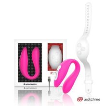 DreamLove Розовый вибратор для пар с белым пультом-часами Weatwatch Dual Pleasure Vibe (розовый)