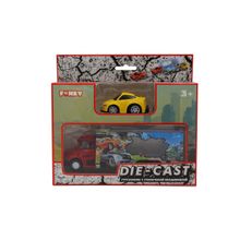 Набор FUNKY TOYS грузовик + машинка die-cast желтая, спусковой механизм 1:60