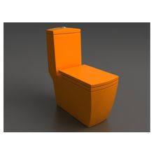 Унитаз оранжевый моноблок Style, универсальный выпуск, сидение микролифт