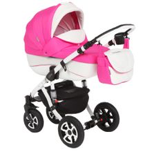 Коляска Adamex GLORIA ECO белая кожа+розовый 820S