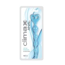 Topco Sales Голубая анальная цепочка с рёбрышками Climax Anal Silicone Stripes - 20,3 см. (голубой)