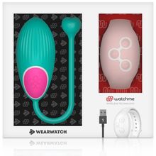 DreamLove Зеленое виброяйцо с нежно-розовым пультом-часами Wearwatch Egg Wireless Watchme (зеленый)