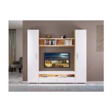 Моби Гостиная Альба вариант 2 Дуб Крафт золотой Белый премиум