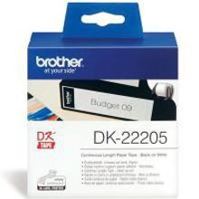 BROTHER DK22205 белая неразрезанная бумажная лента для наклеек (62 мм x 30,48 метров)